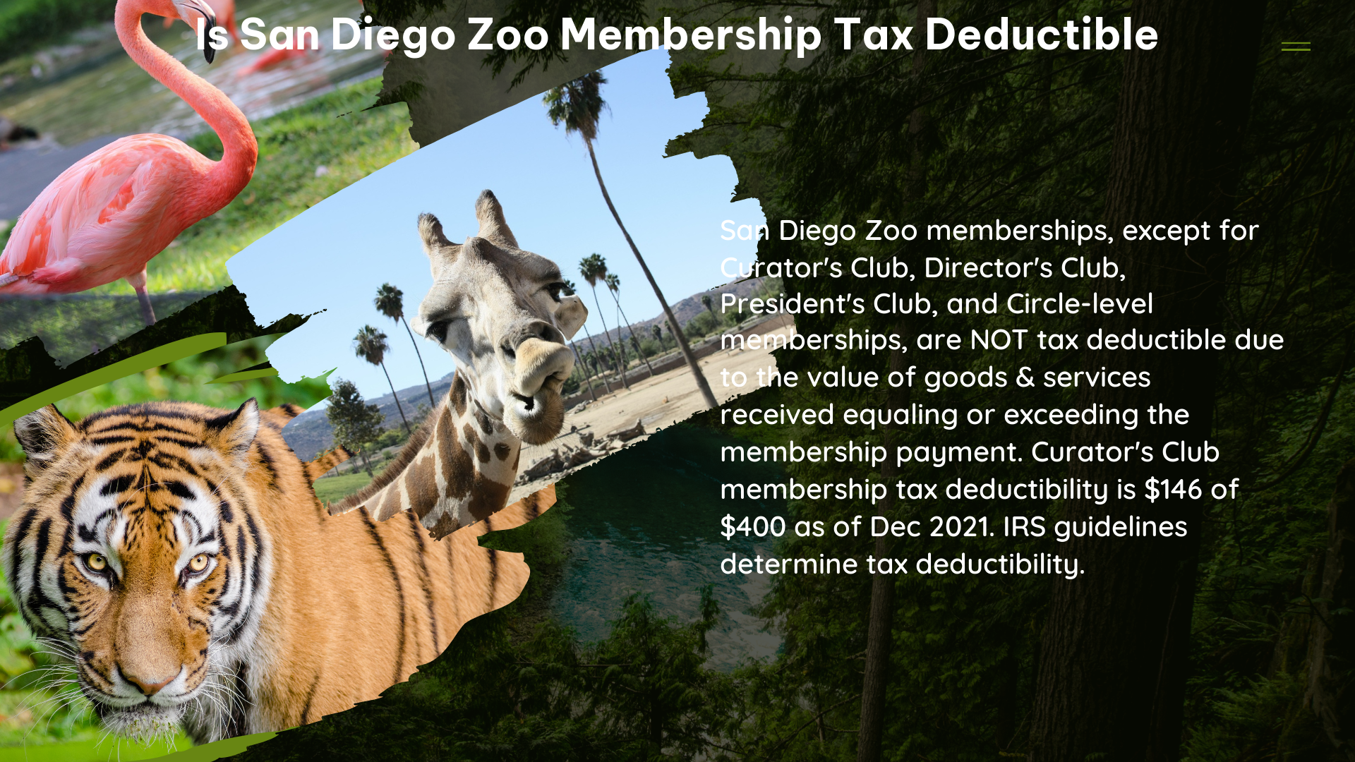 is san diego zoo membership tax deductible