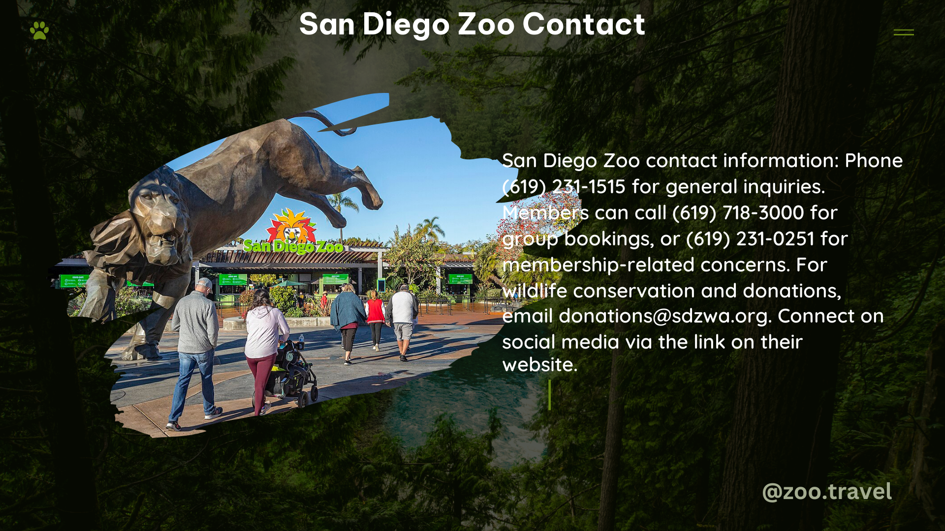 san diego zoo contact