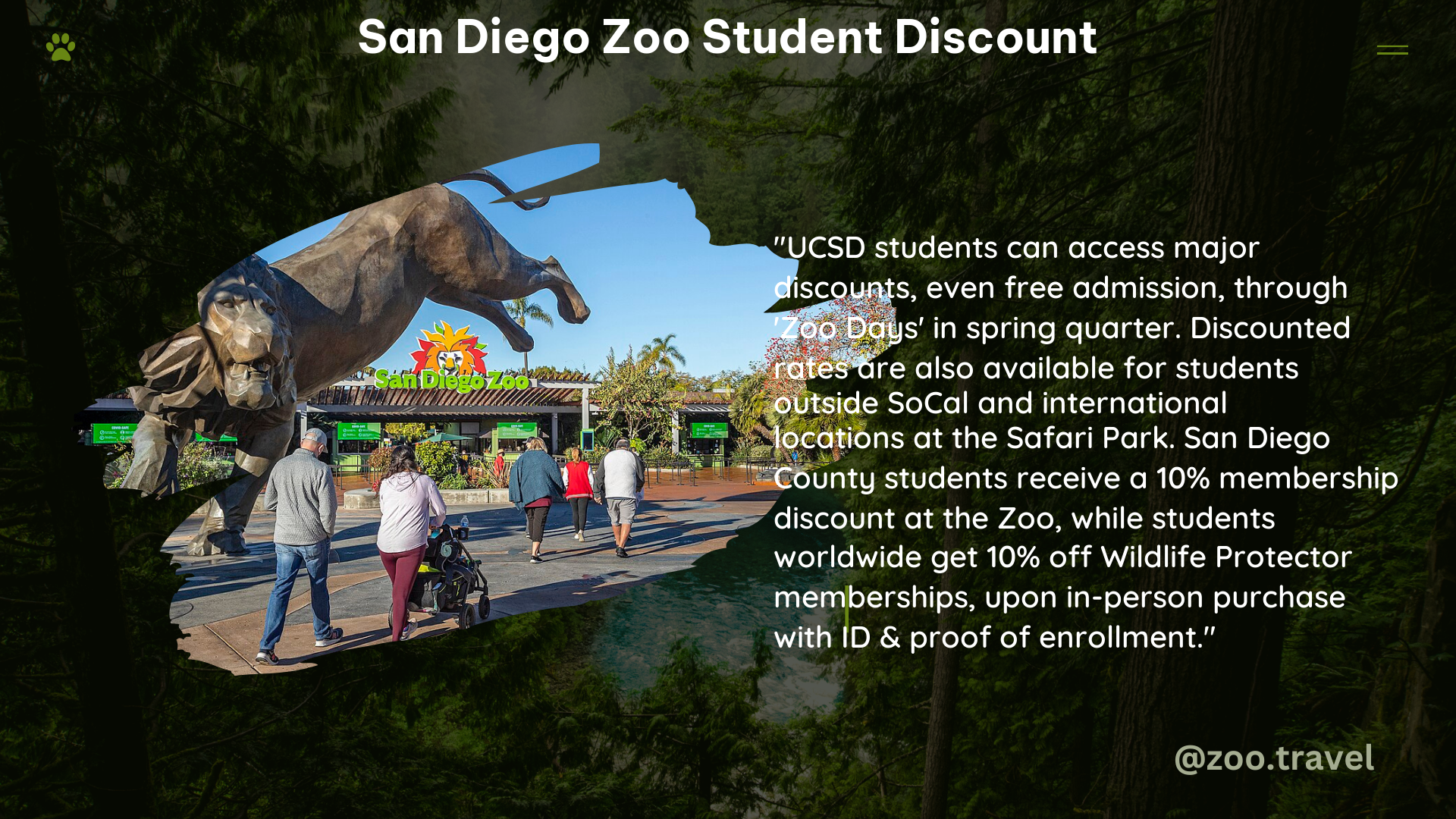 san diego zoo student discount