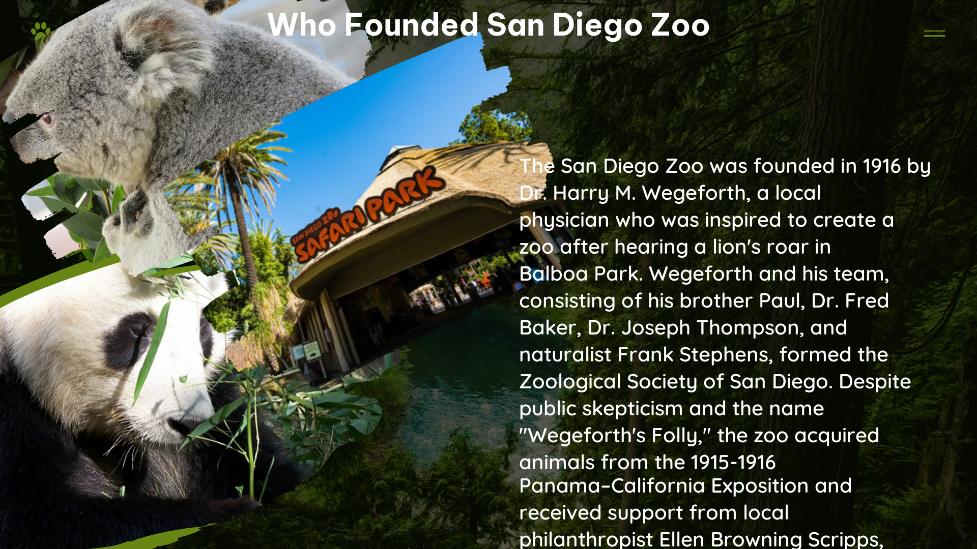 who founded san diego zoo