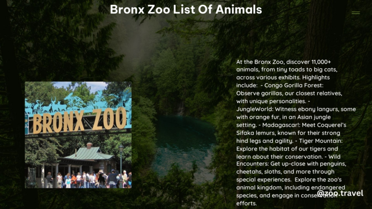 Bronx Zoo List of Animals