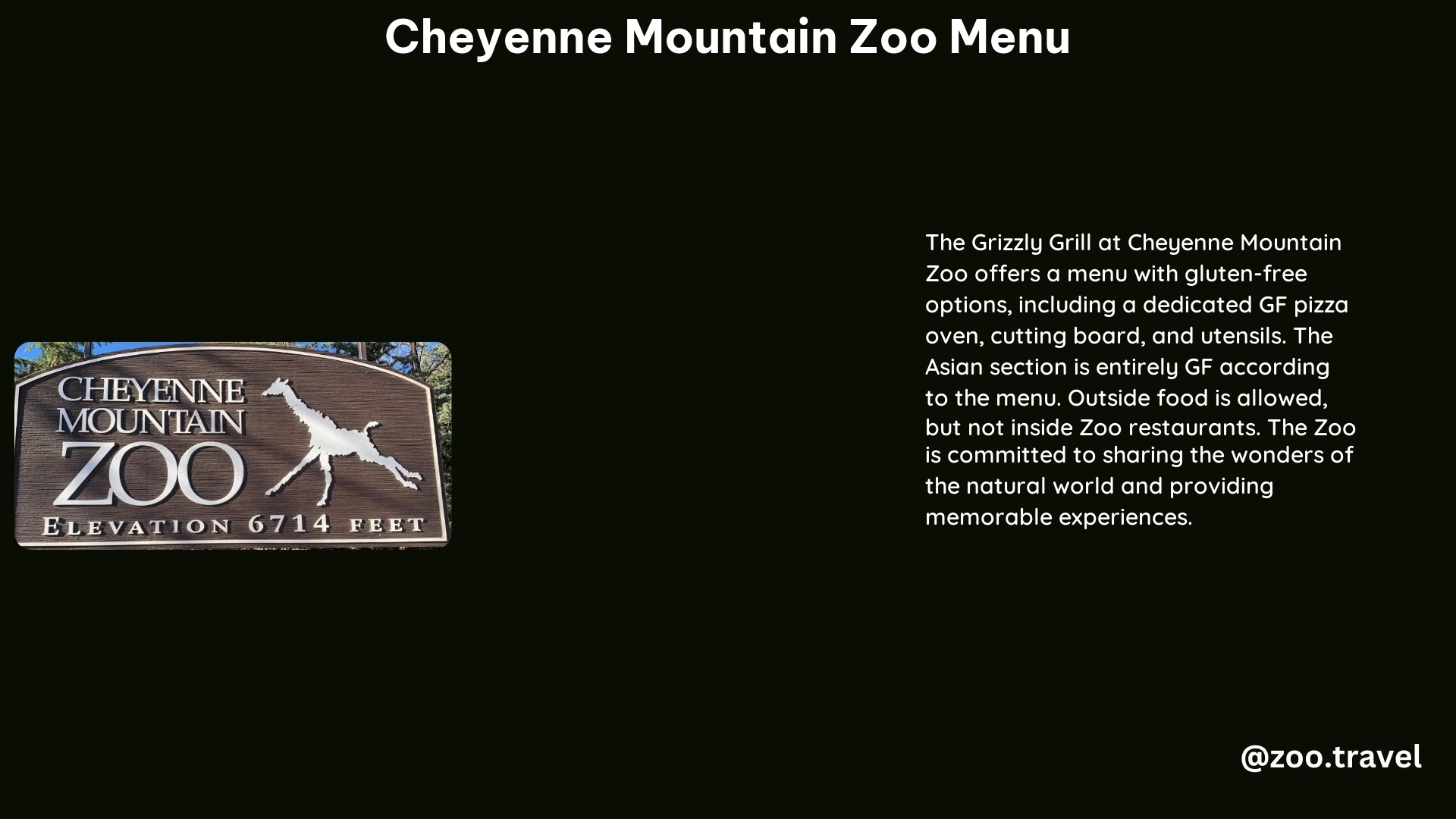 Cheyenne Mountain Zoo Menu