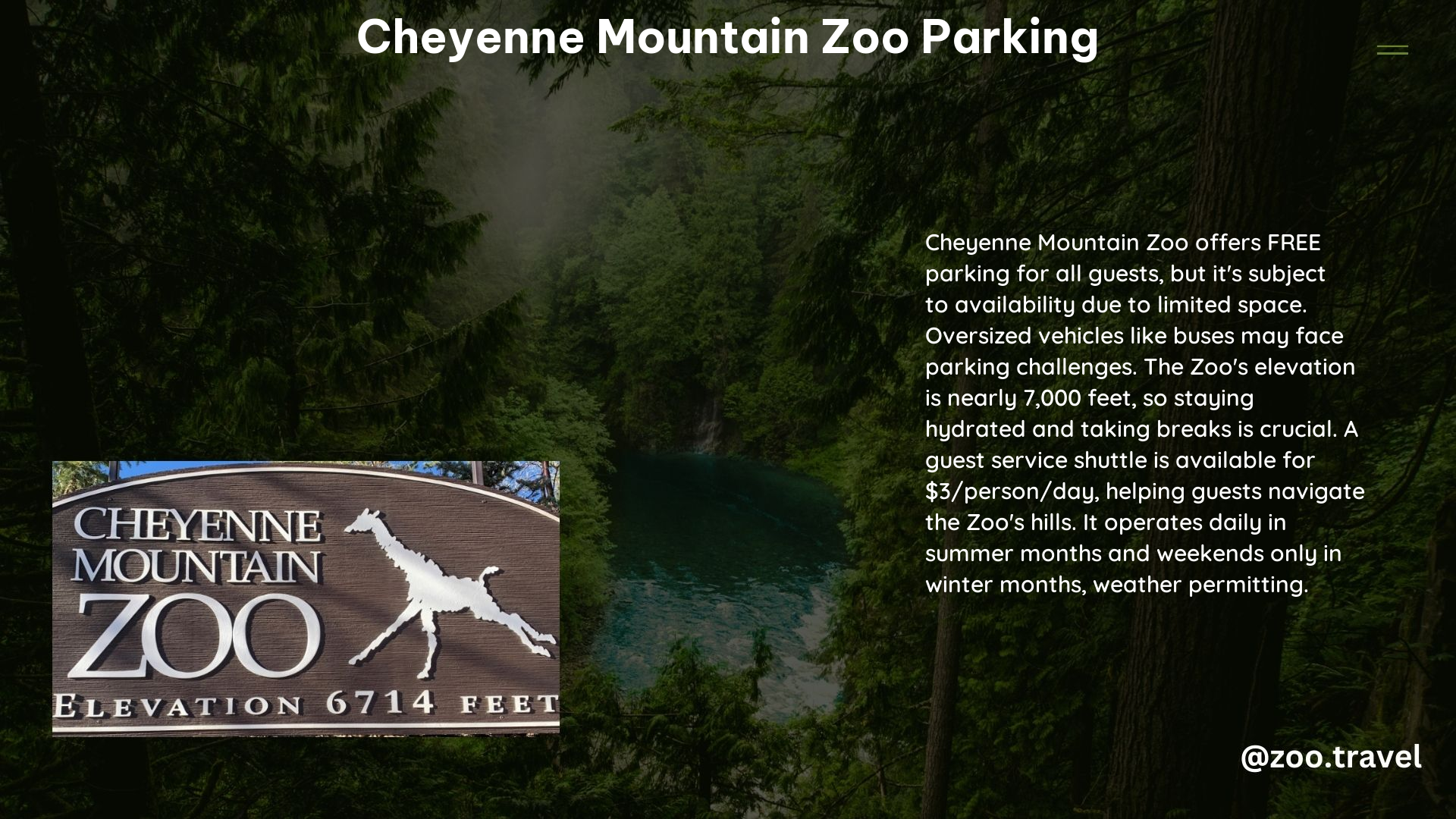 Cheyenne Mountain Zoo Parking