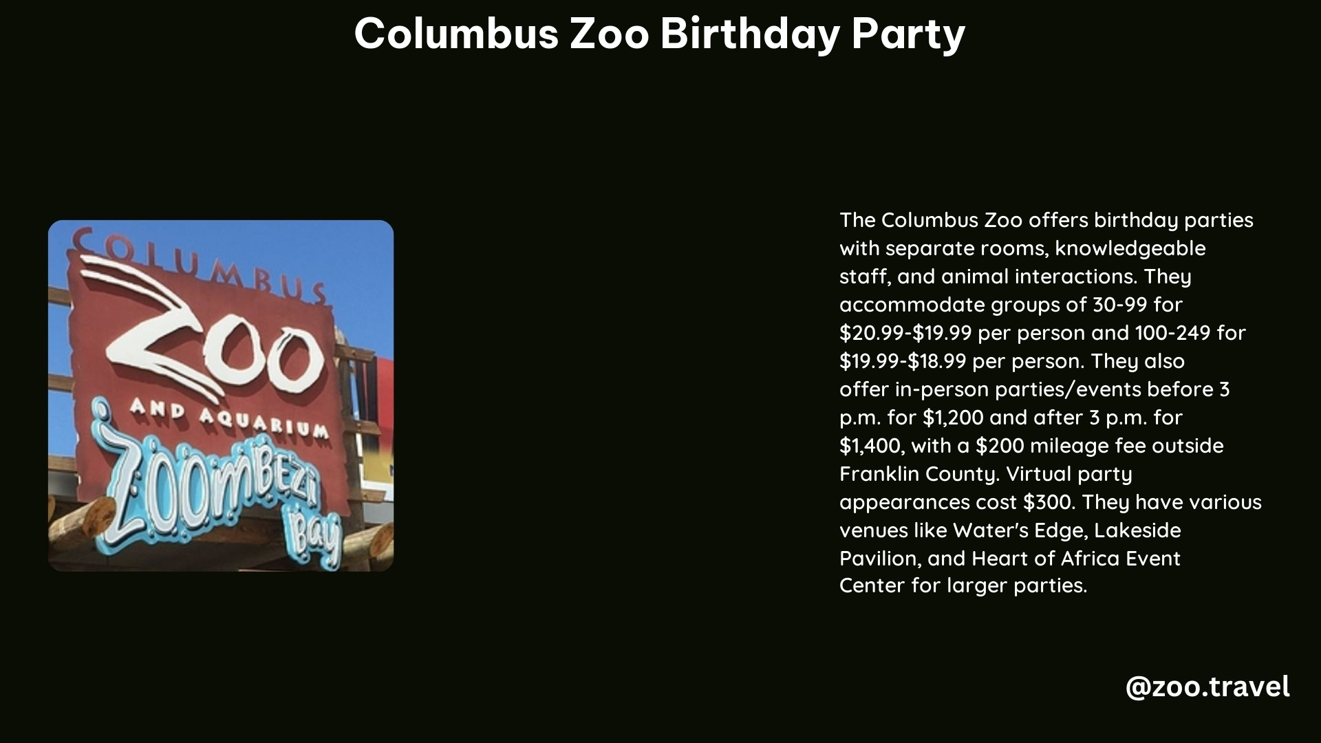 Columbus Zoo Birthday Party