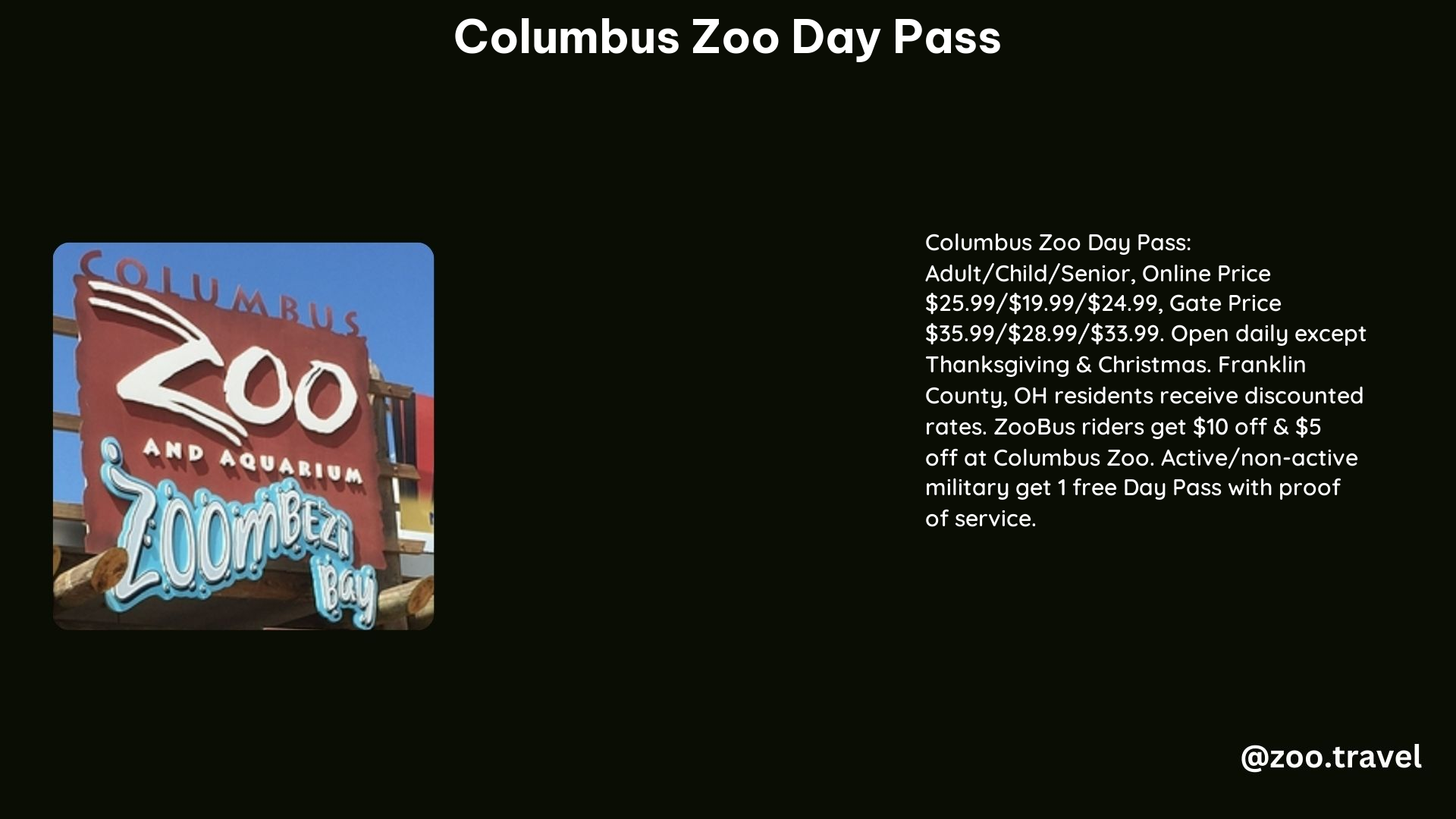 Columbus Zoo Day Pass