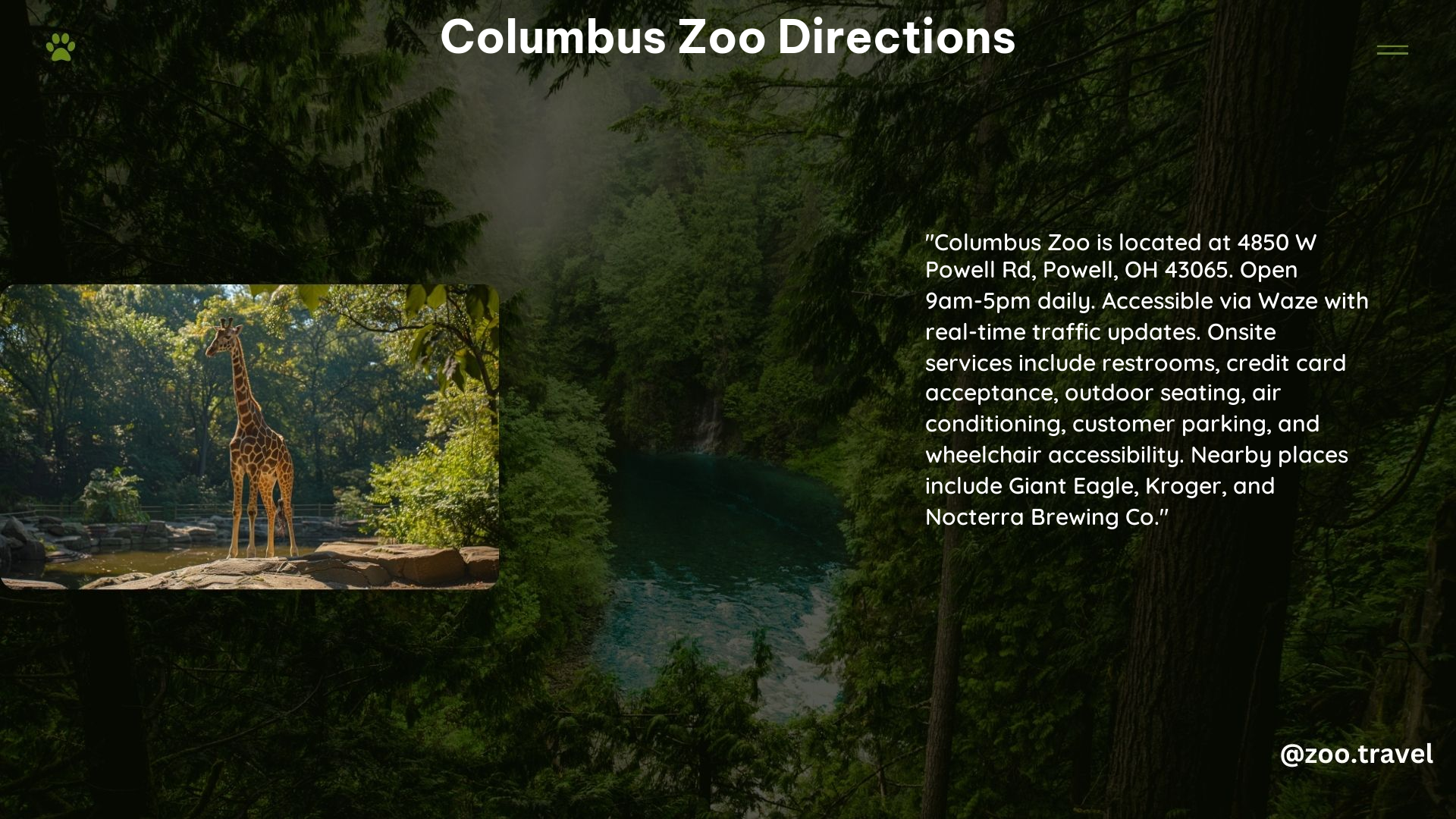 Columbus Zoo Directions