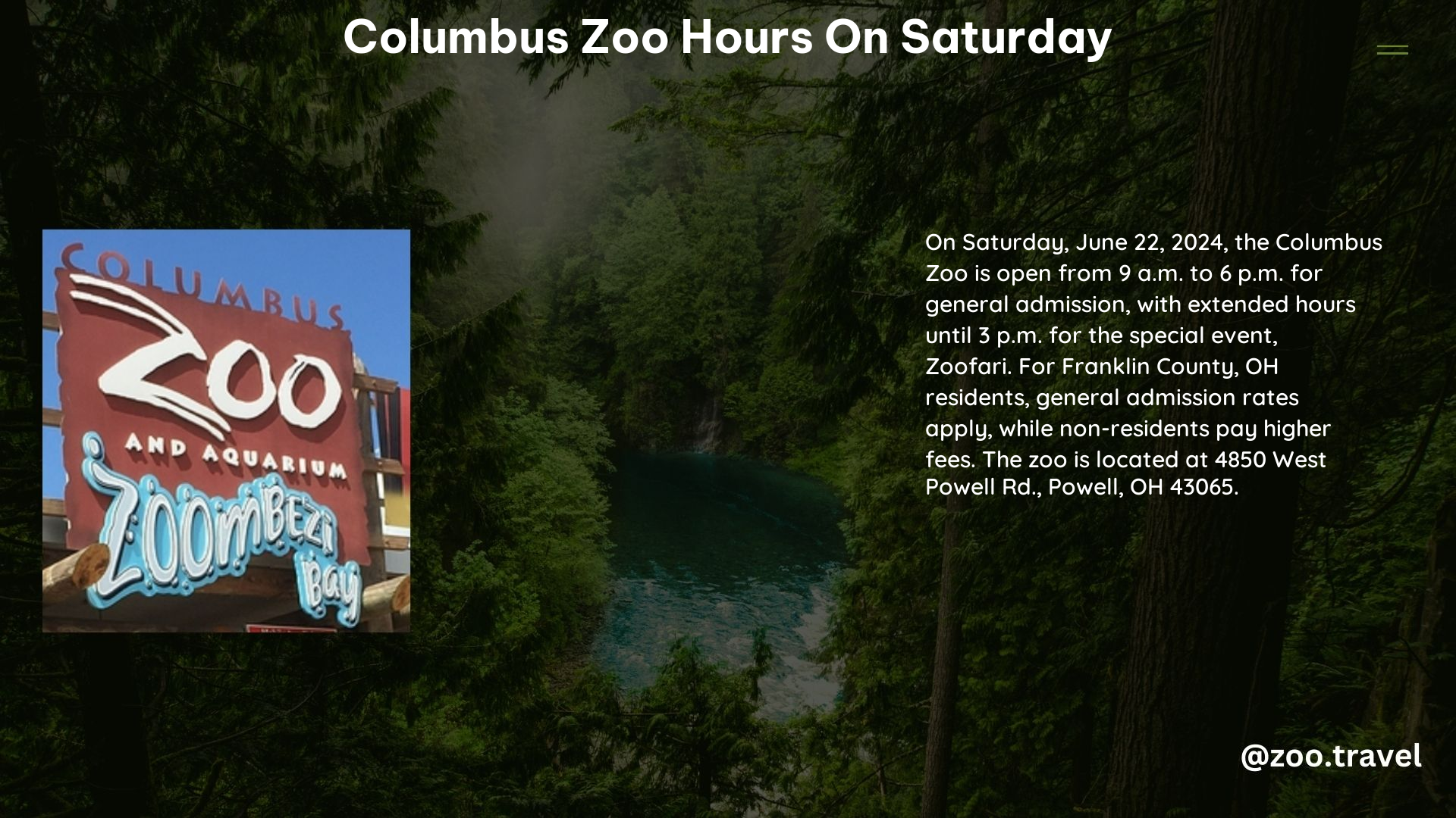 Columbus Zoo Hours on Saturday