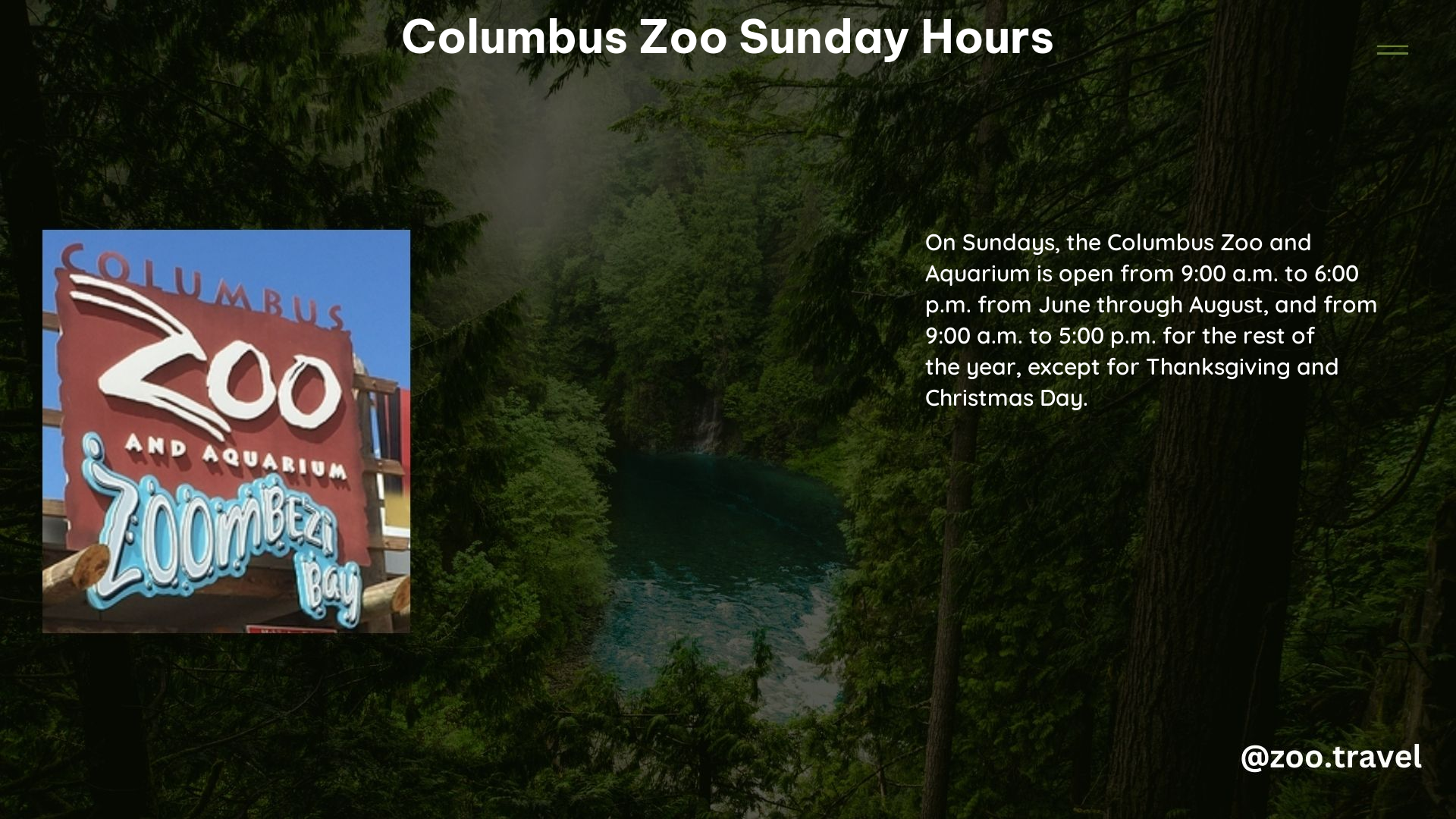 Columbus Zoo Sunday Hours