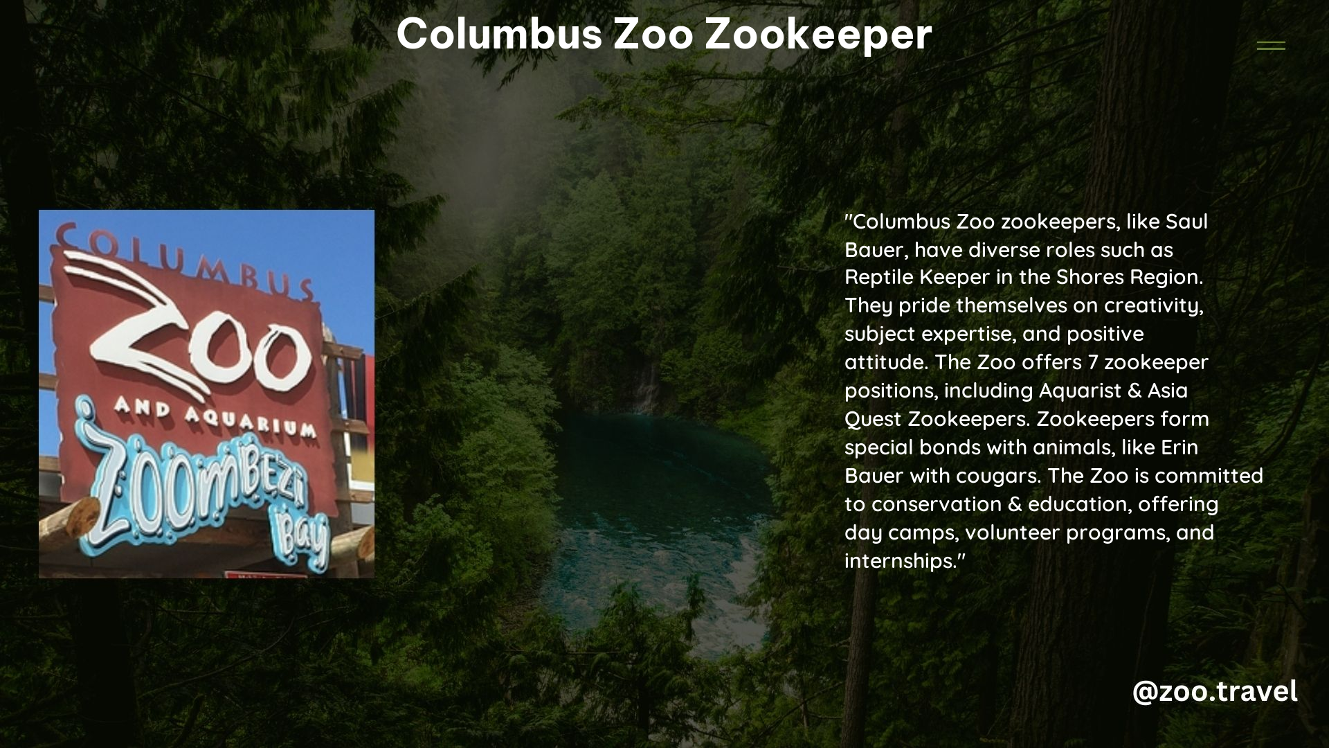 Columbus Zoo Zookeeper