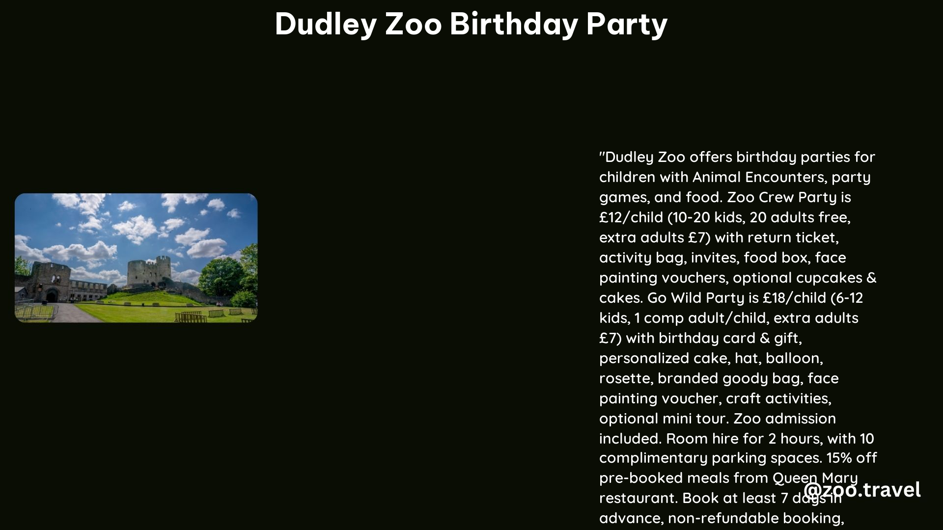 Dudley Zoo Birthday Party