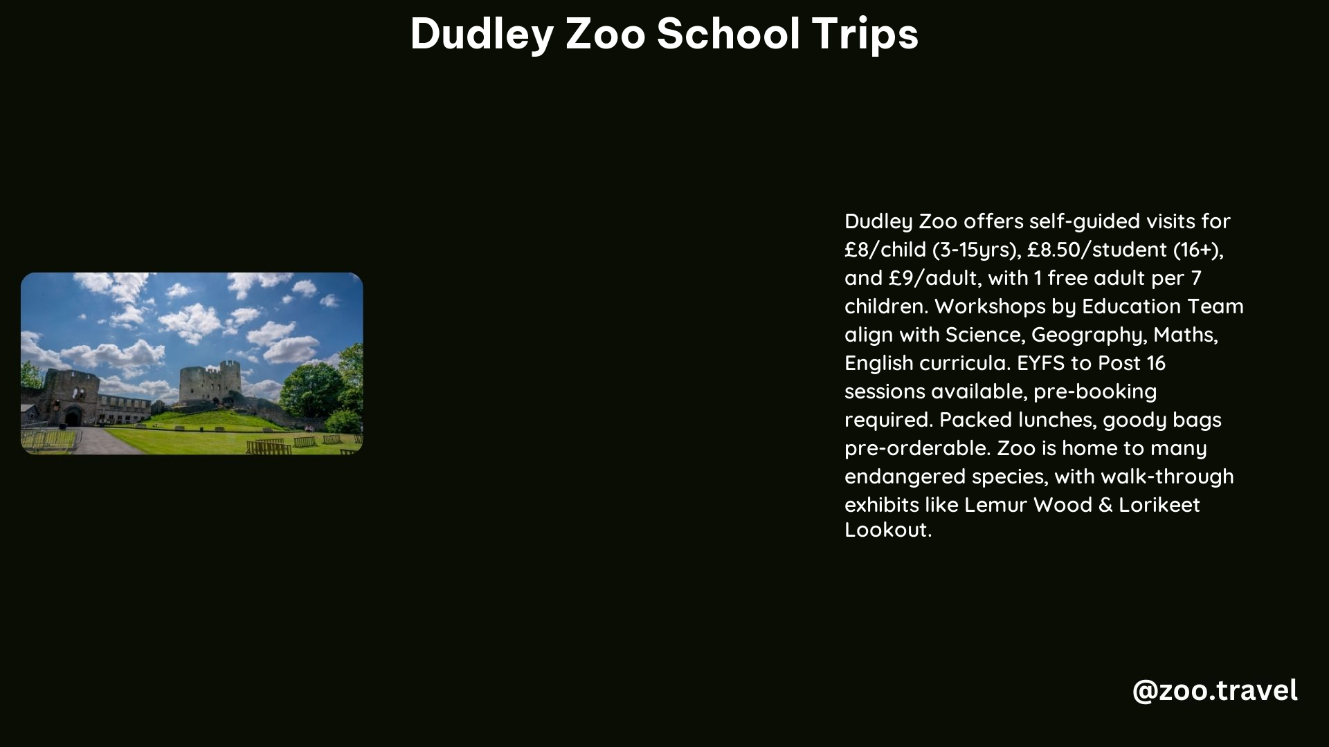 Dudley Zoo School Trips