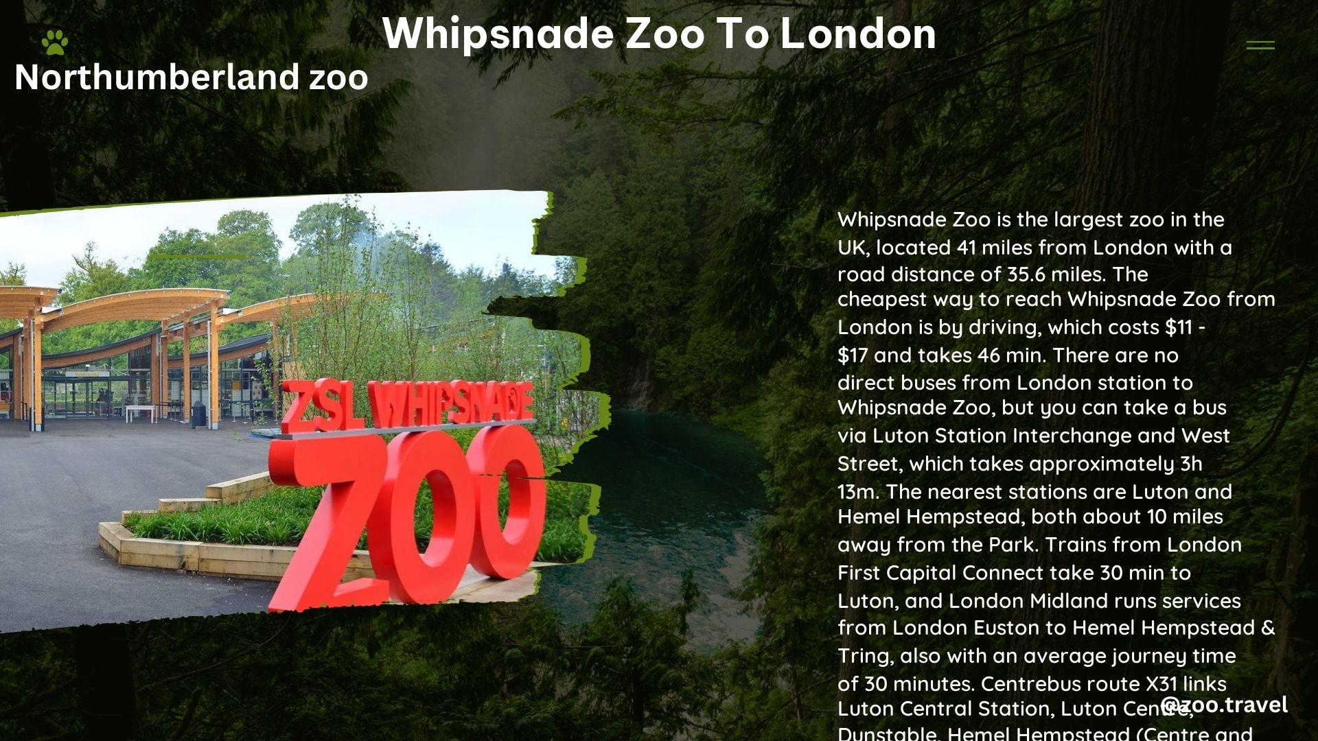 whipsnade zoo to london