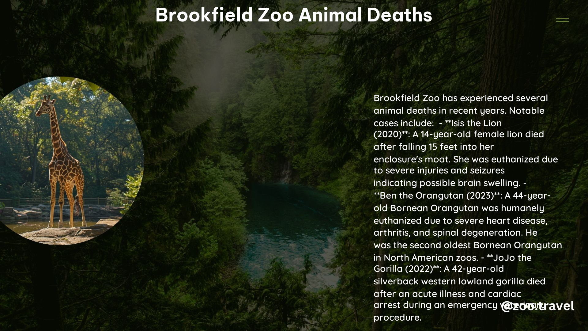 Brookfield Zoo Animal Deaths