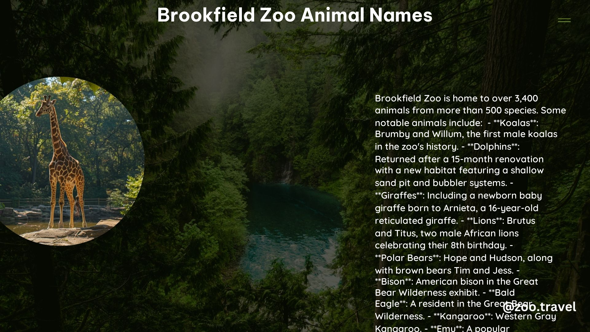 Brookfield Zoo Animal Names