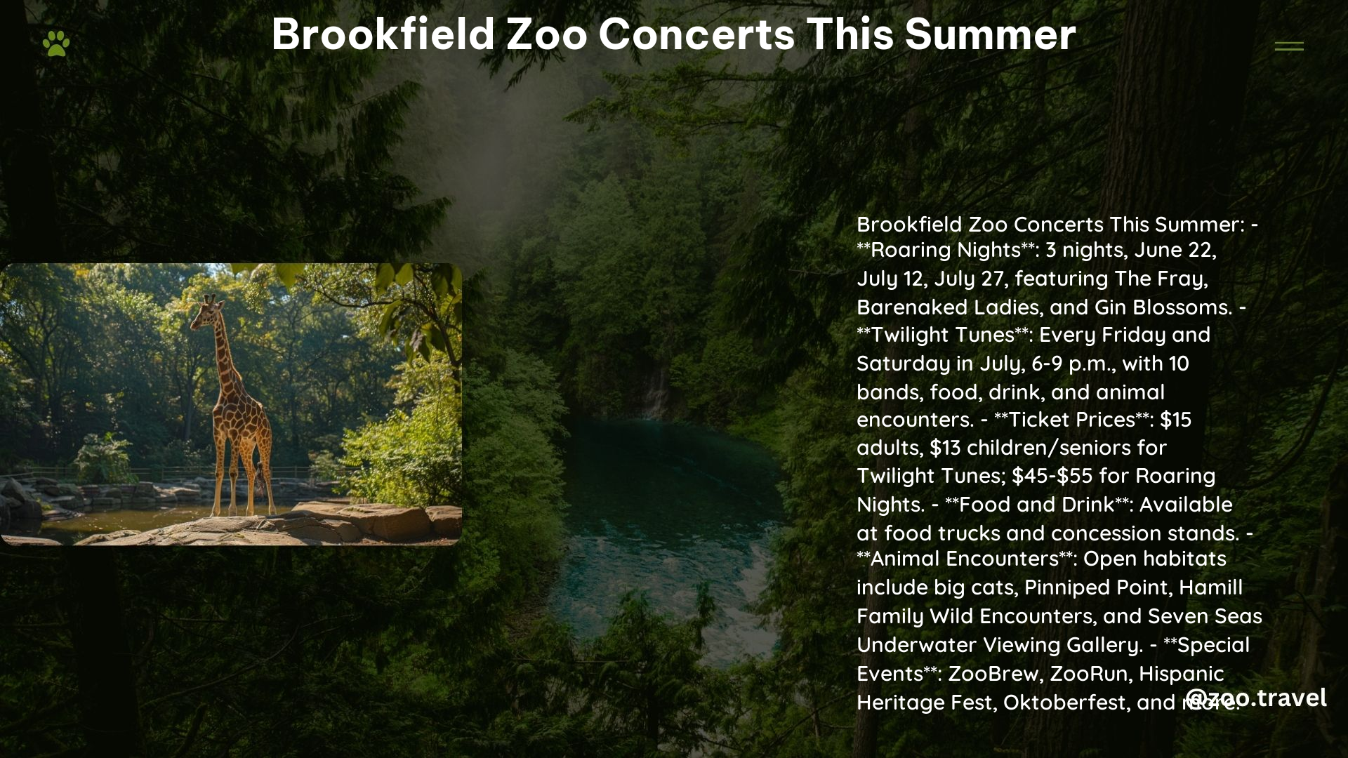 Brookfield Zoo Concerts This Summer