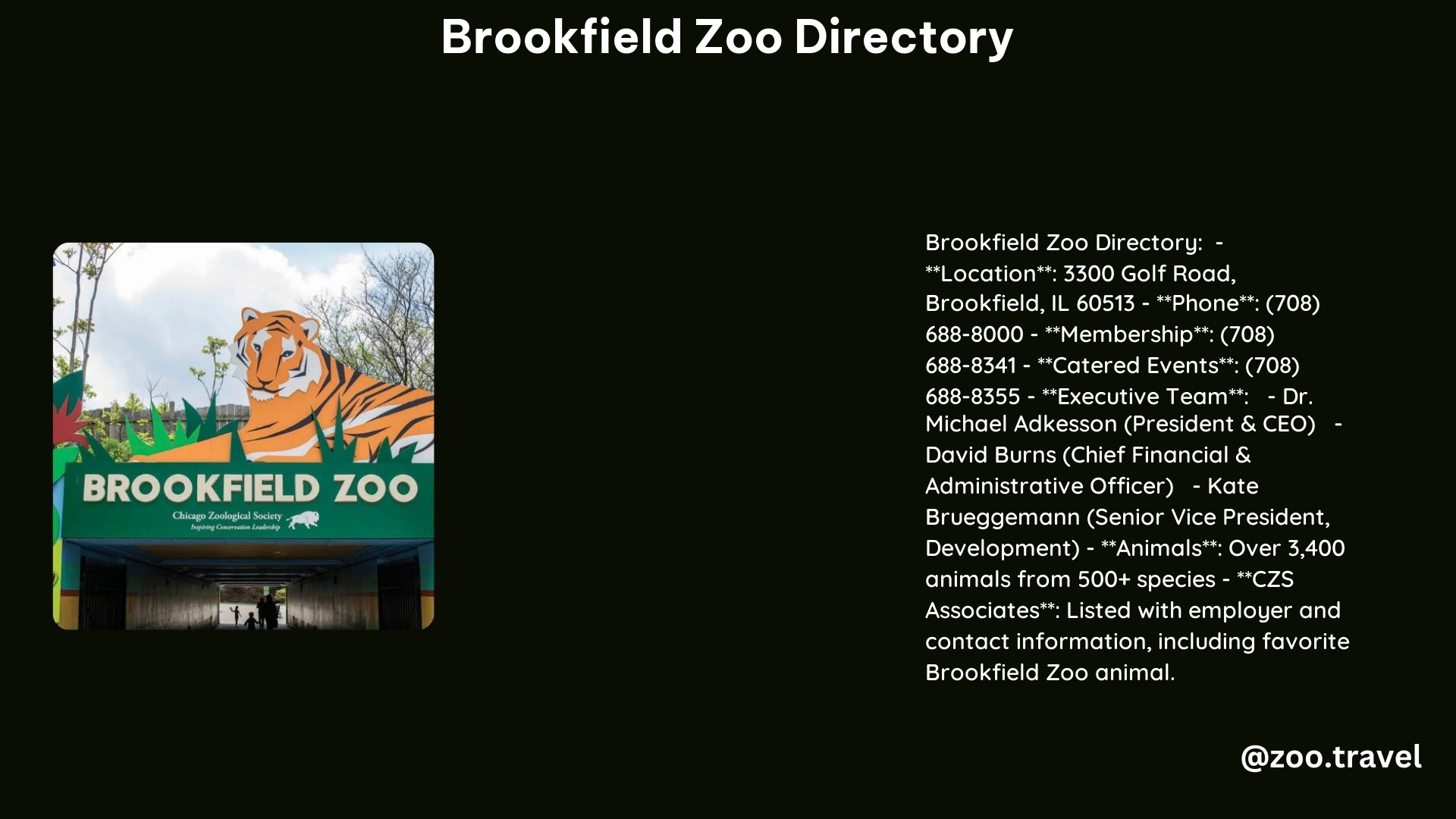 Brookfield Zoo Directory