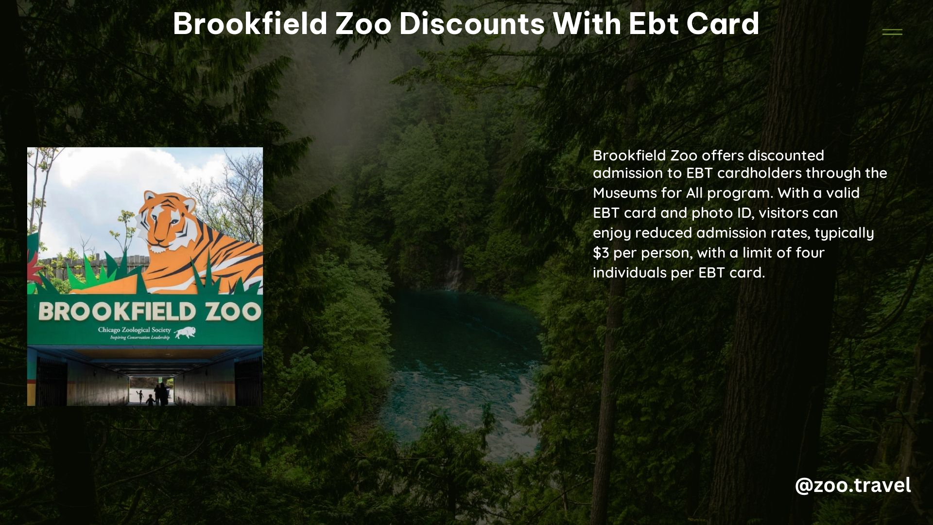 Brookfield Zoo Discounts With Ebt Card