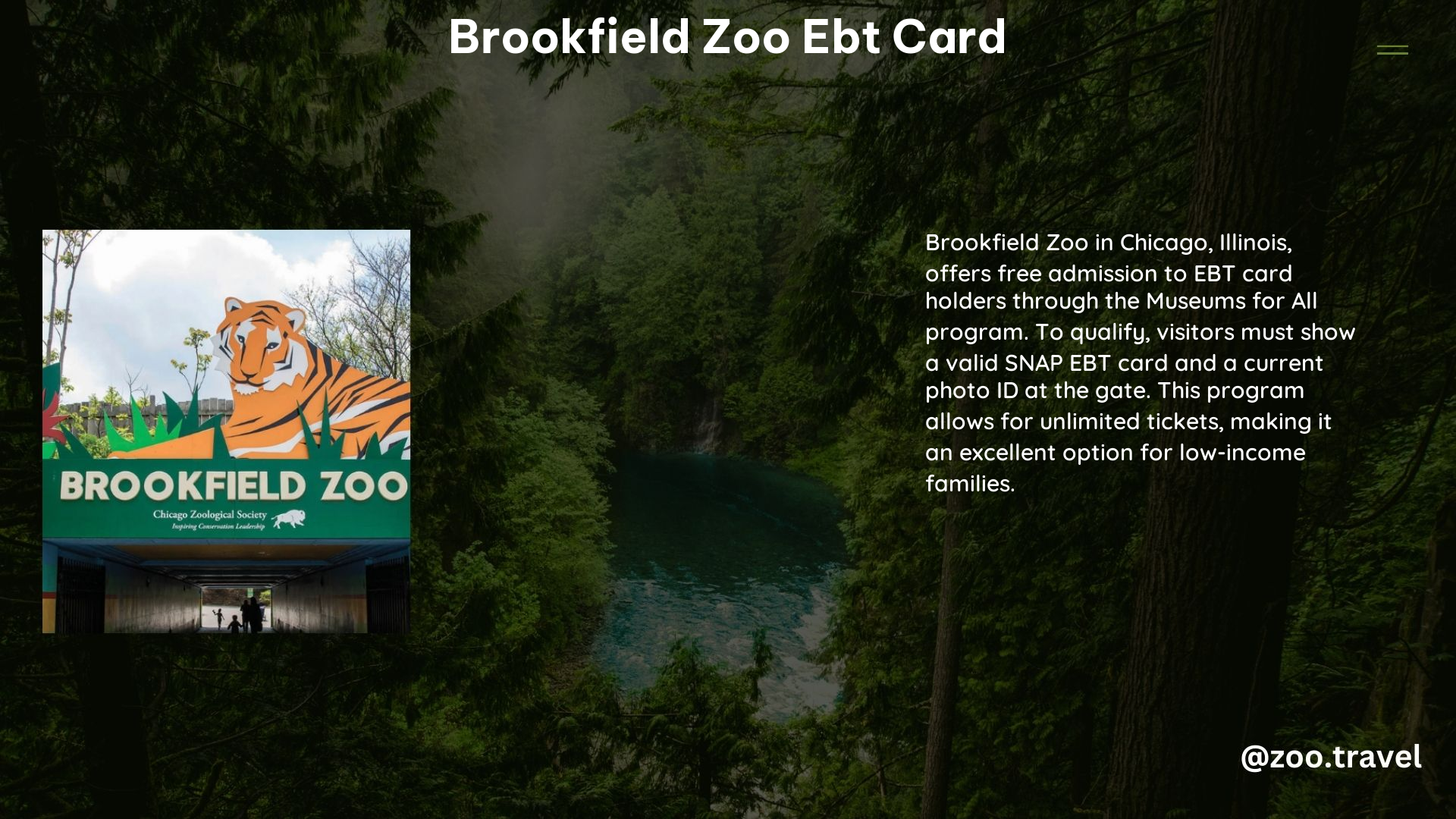 Brookfield Zoo Ebt Card