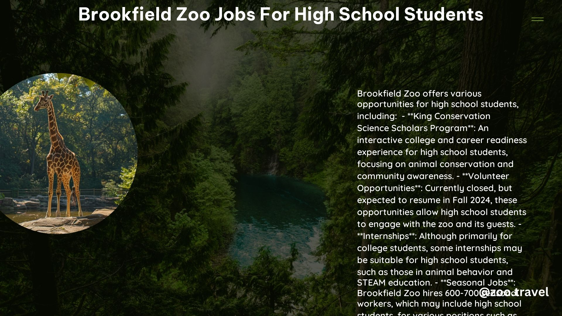 Brookfield Zoo Jobs for High School Students