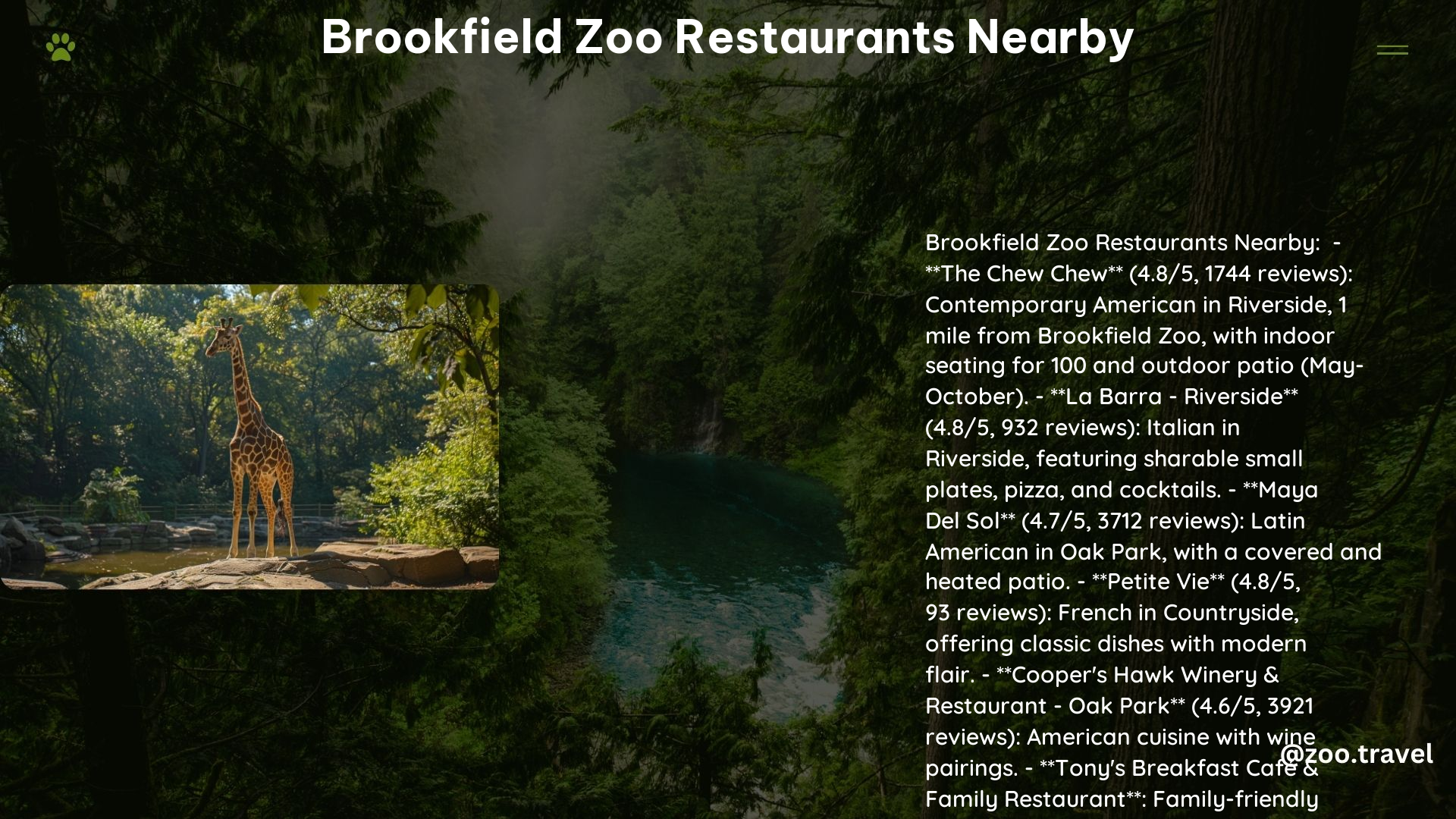 Brookfield Zoo Restaurants Nearby