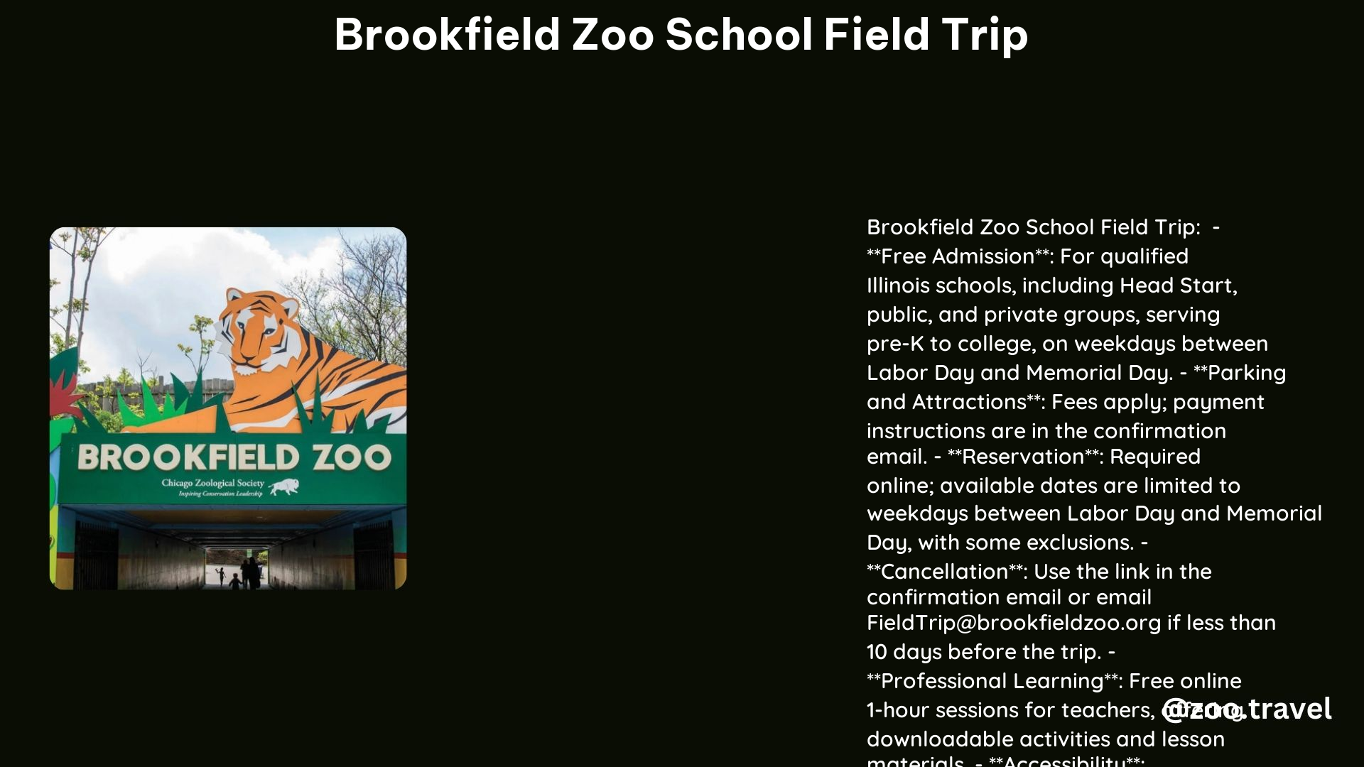 Brookfield Zoo School Field Trip