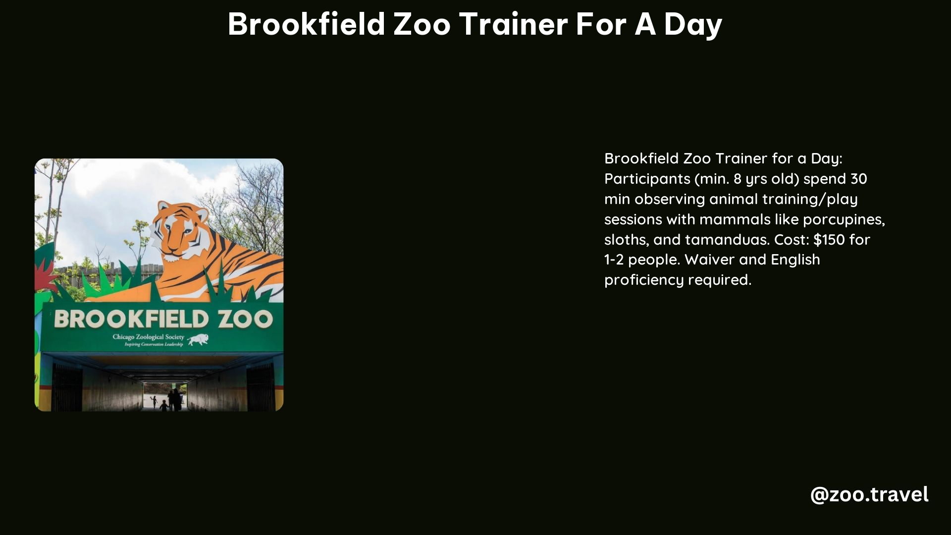 Brookfield Zoo Trainer for a Day