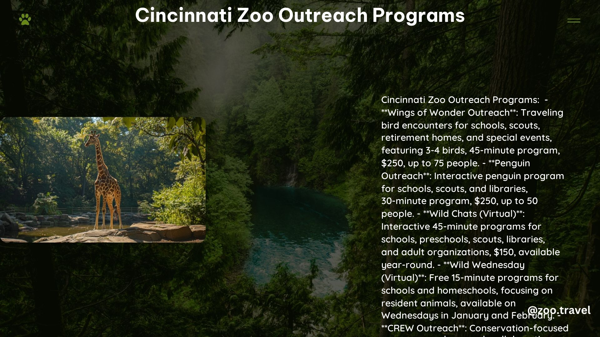 Cincinnati Zoo Outreach Programs