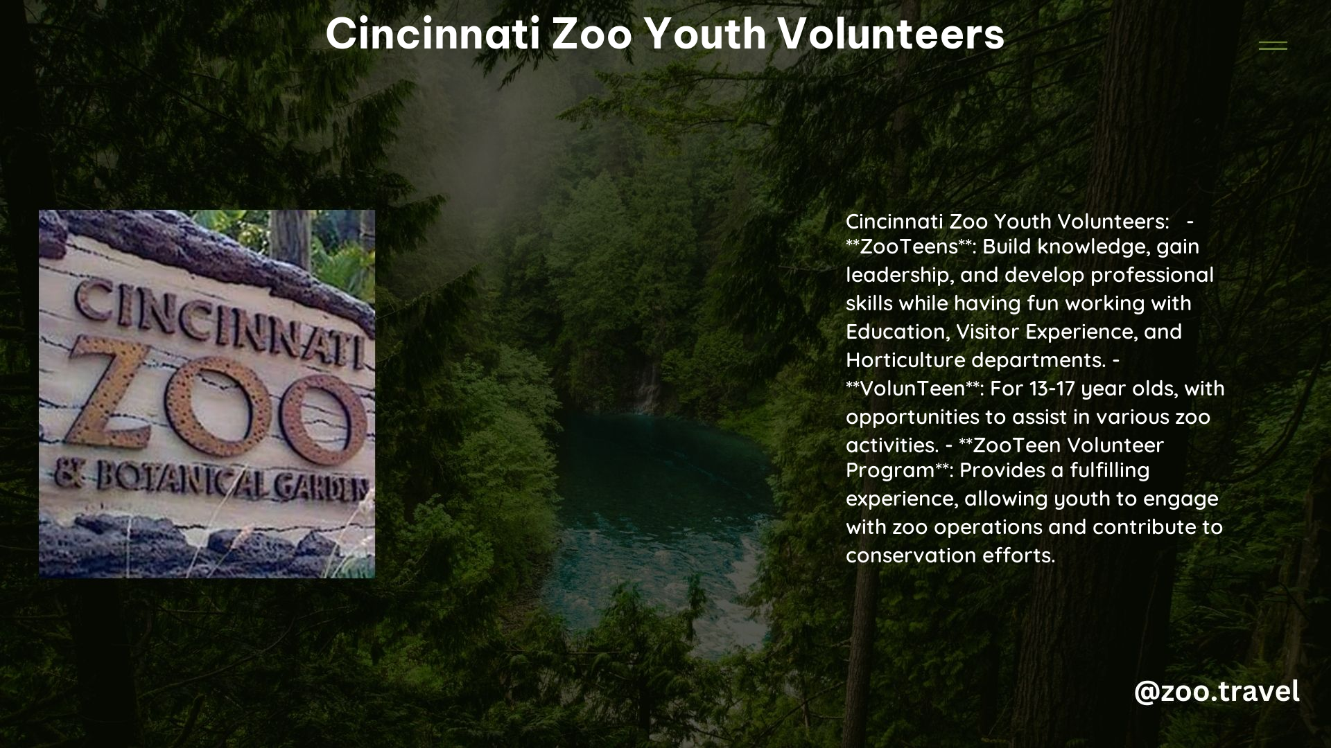 Cincinnati Zoo Youth Volunteers