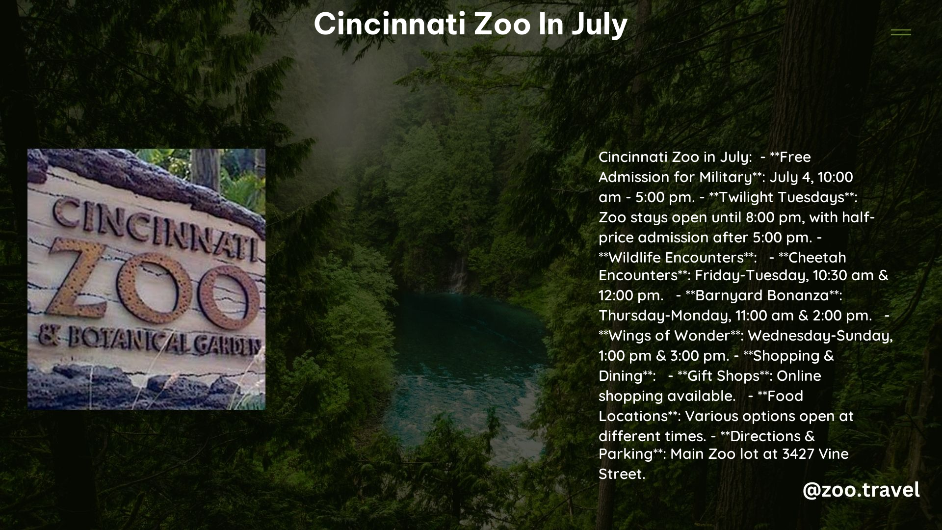 Cincinnati Zoo in July