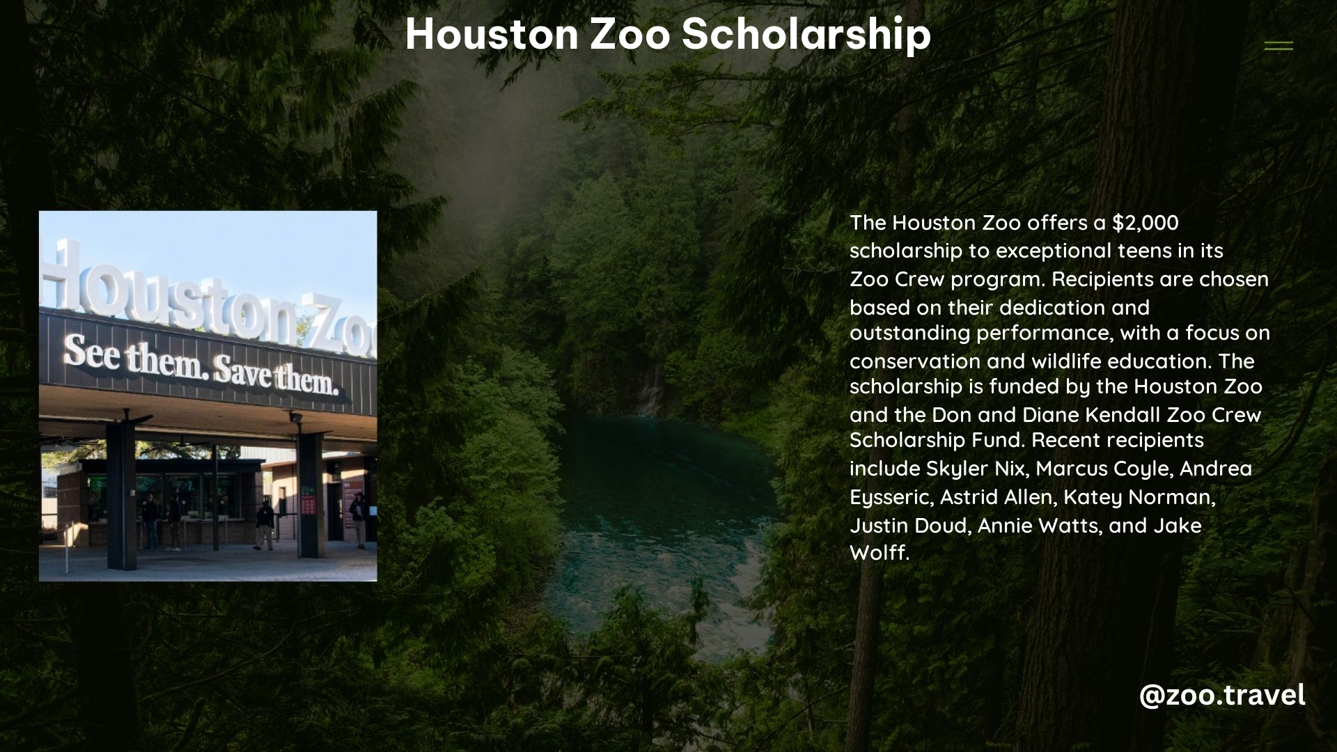 Houston Zoo Scholarship