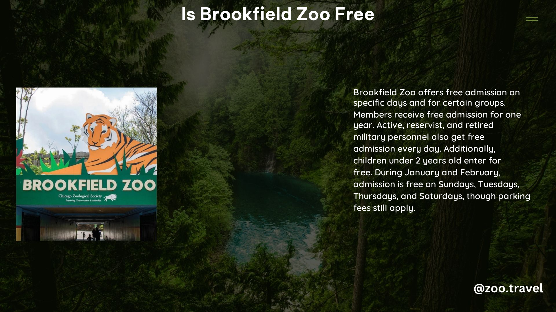 Is Brookfield Zoo Free