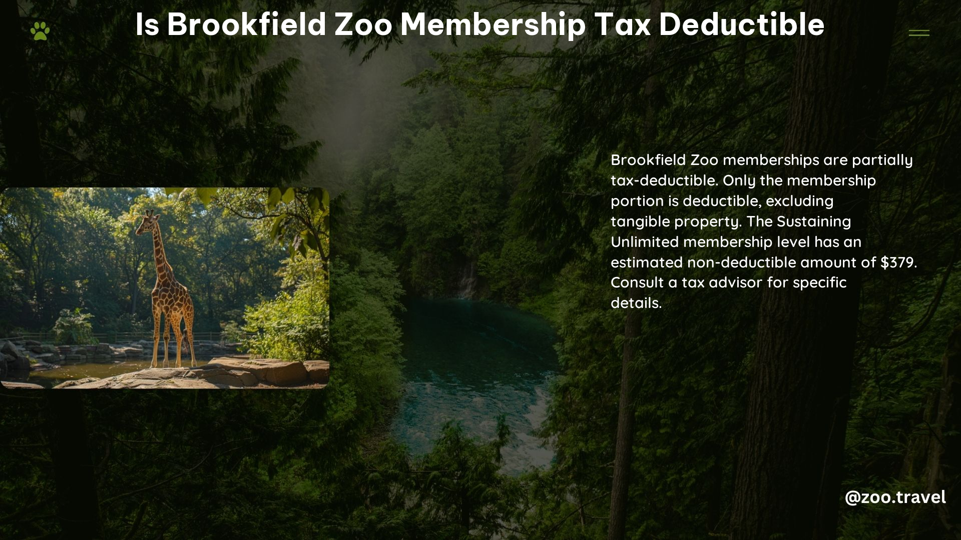 Is Brookfield Zoo Membership Tax Deductible