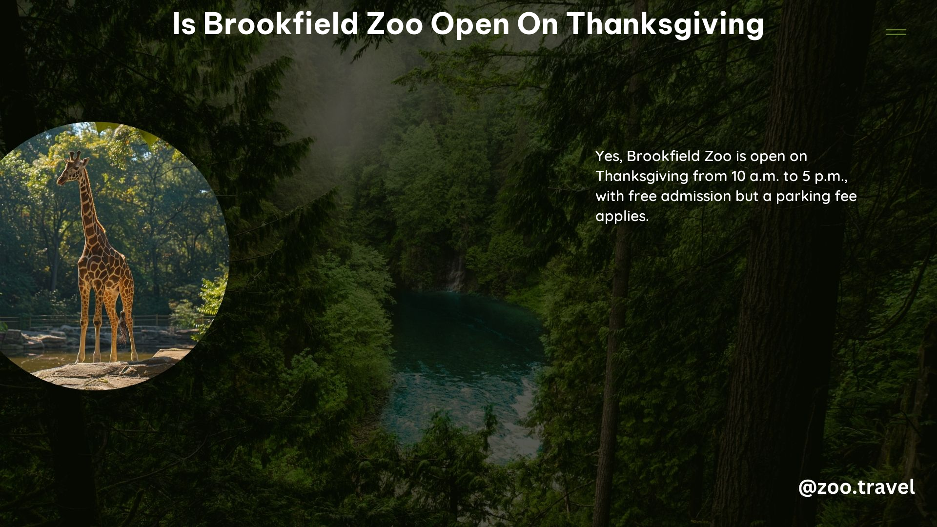 Is Brookfield Zoo Open on Thanksgiving