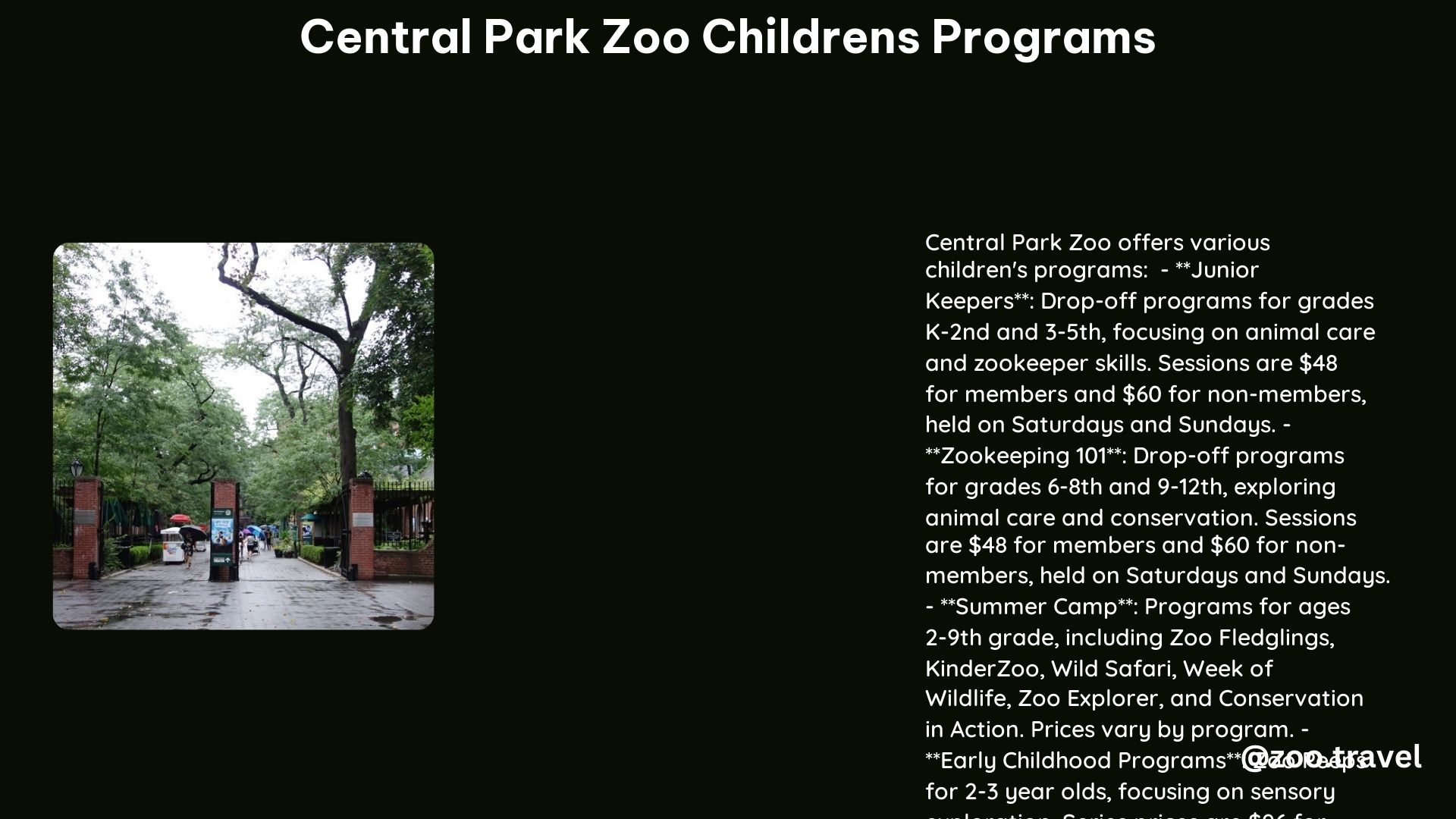 Central Park Zoo Childrens Programs