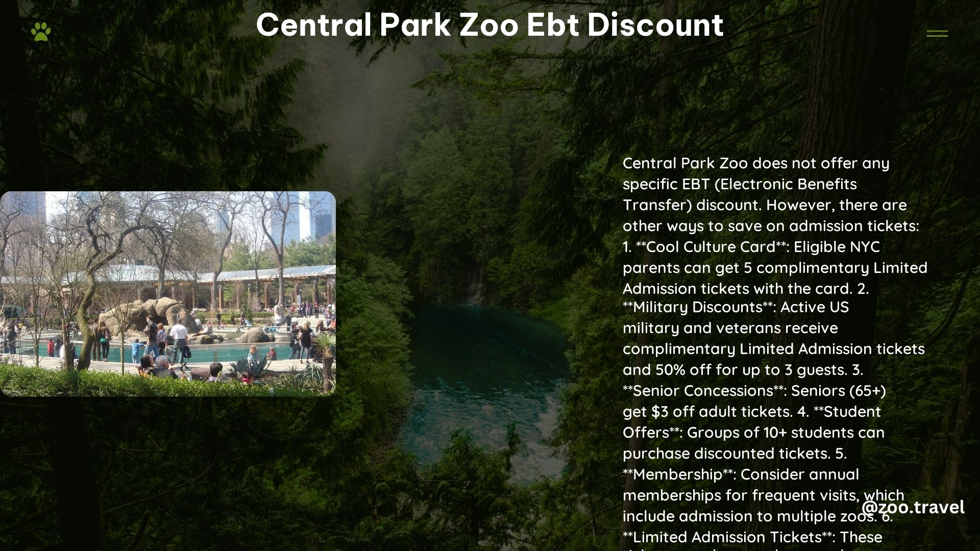 Central Park Zoo Ebt Discount