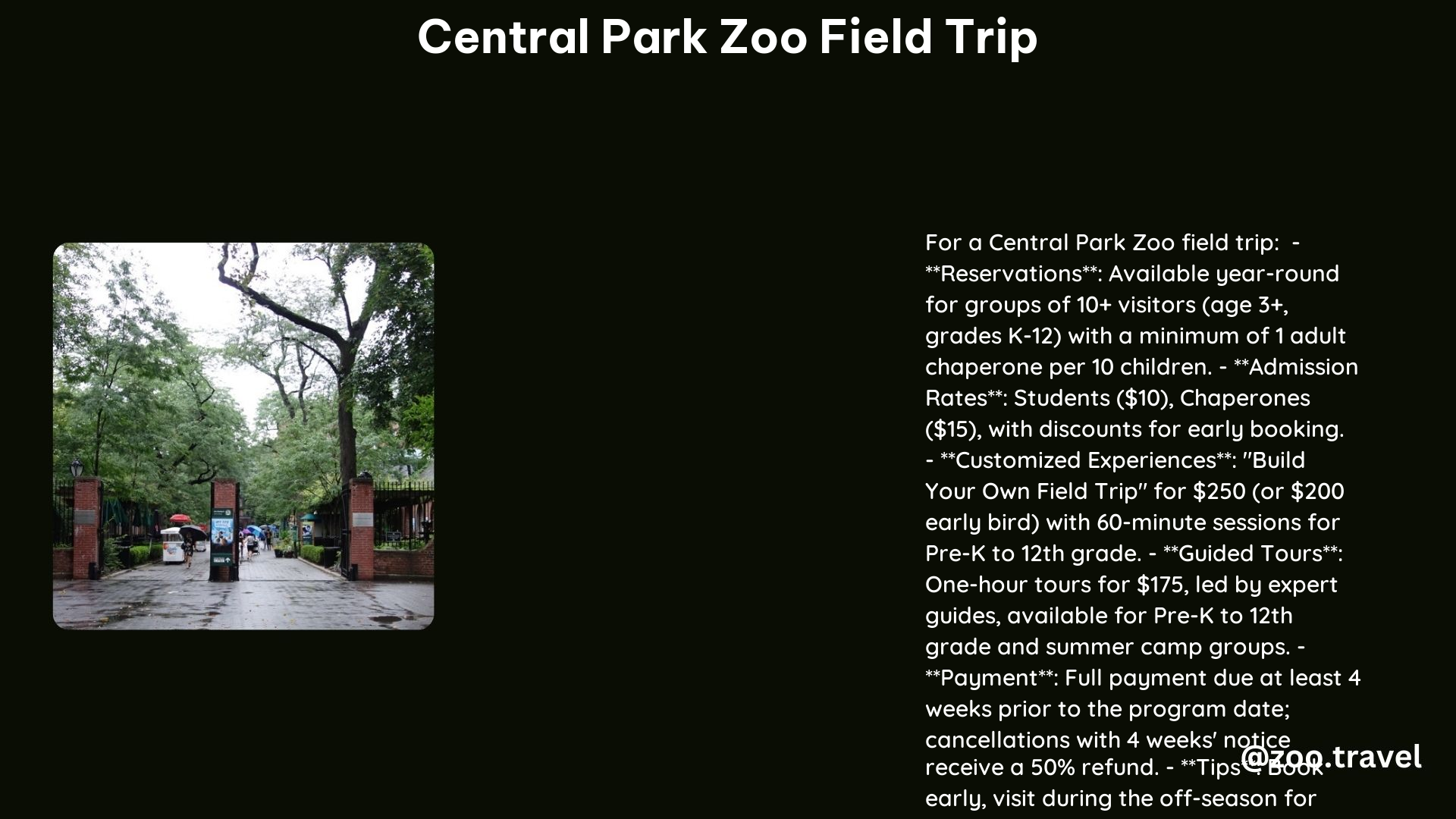 Central Park Zoo Field Trip