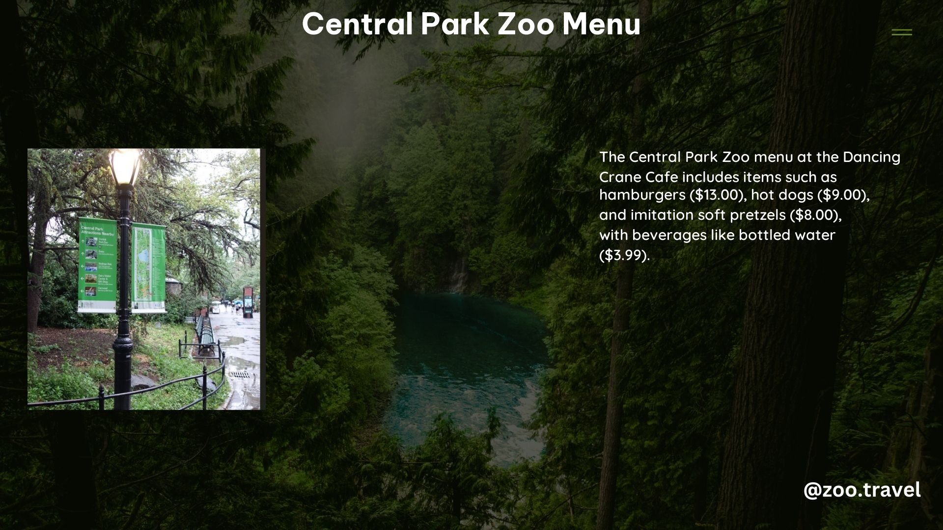 Central Park Zoo Menu