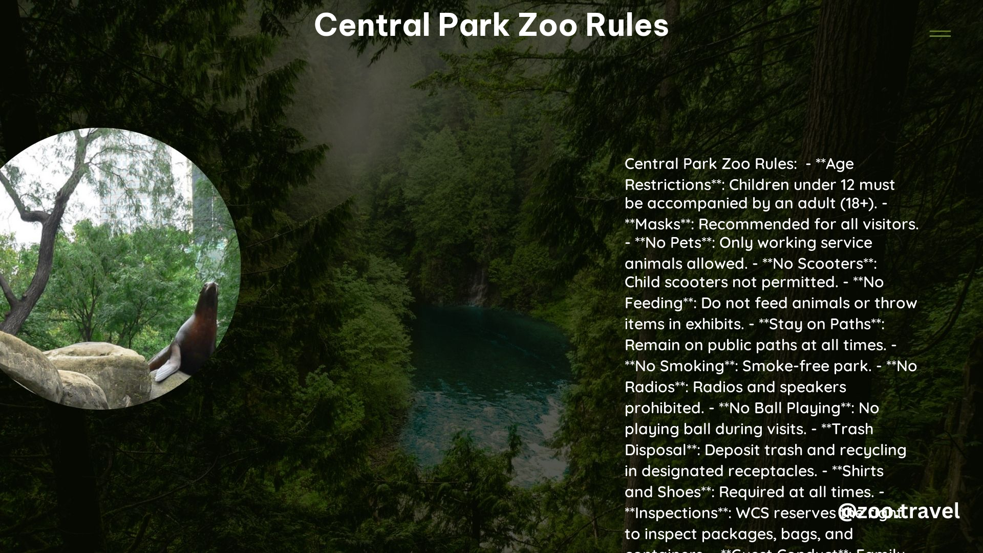 Central Park Zoo Rules