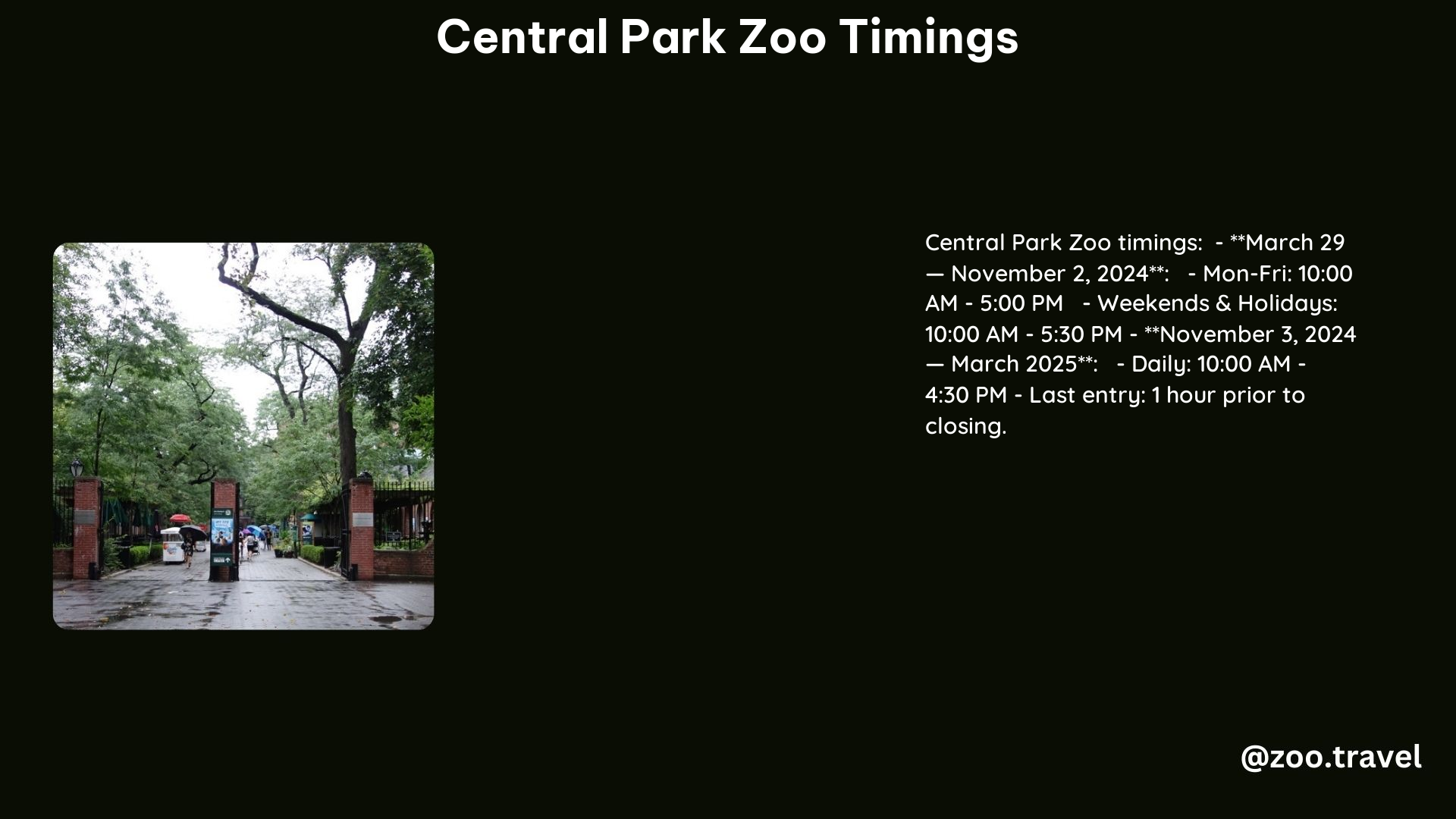 Central Park Zoo Timings