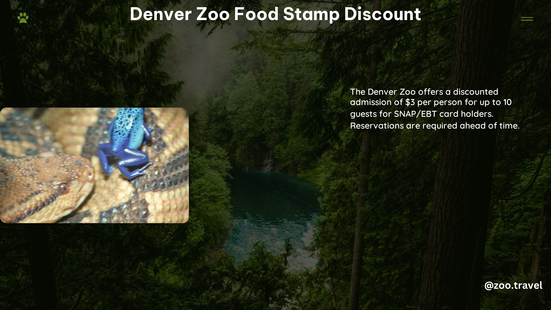 Denver Zoo Food Stamp Discount