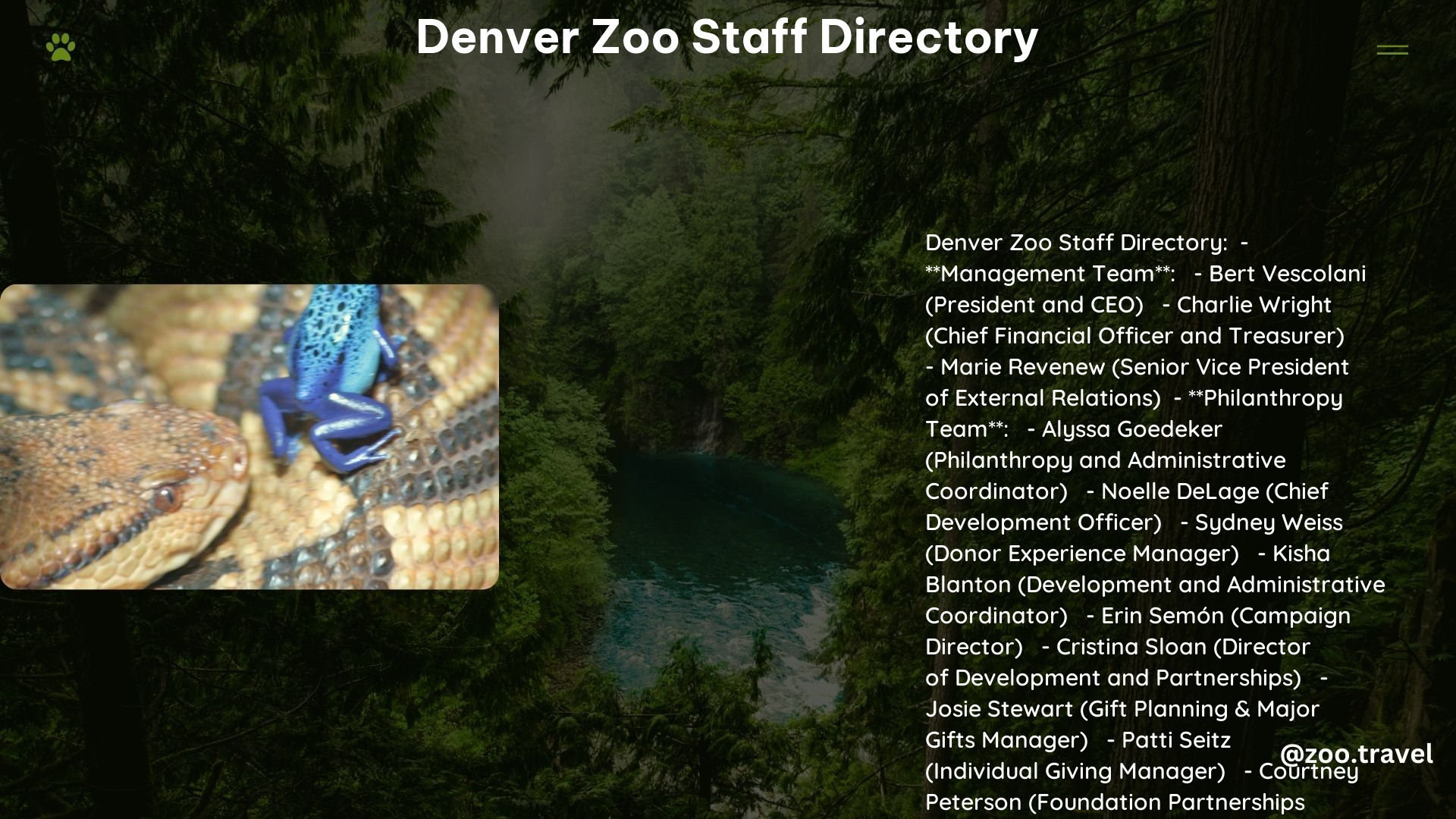 Denver Zoo Staff Directory