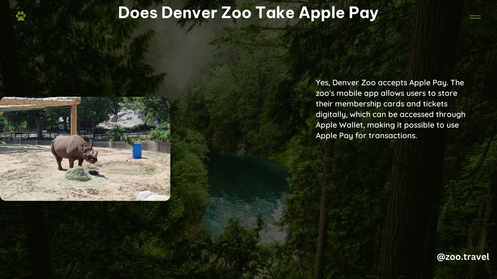 Does Denver Zoo Take Apple Pay