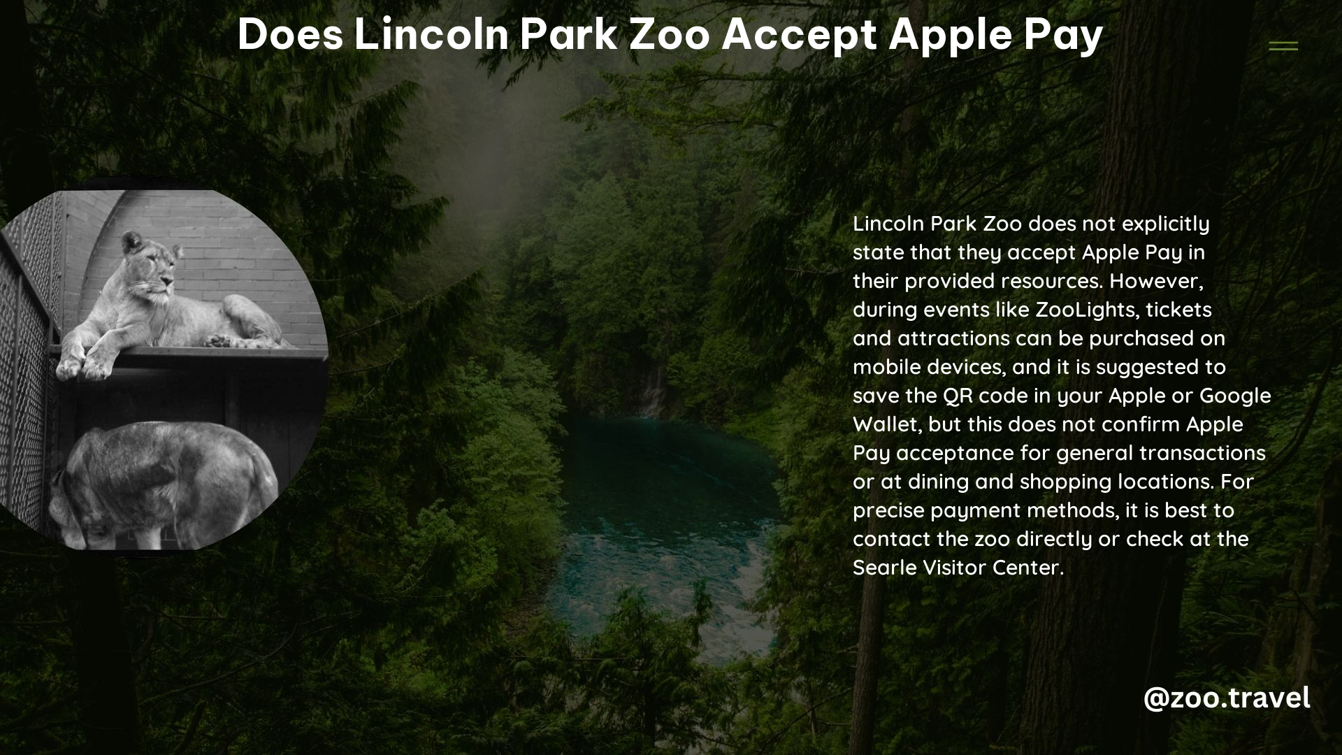 does lincoln park zoo accept apple pay