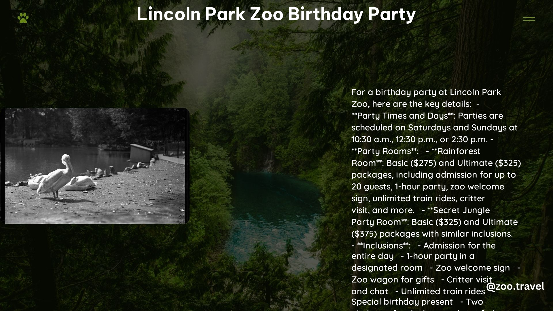 lincoln park zoo birthday party