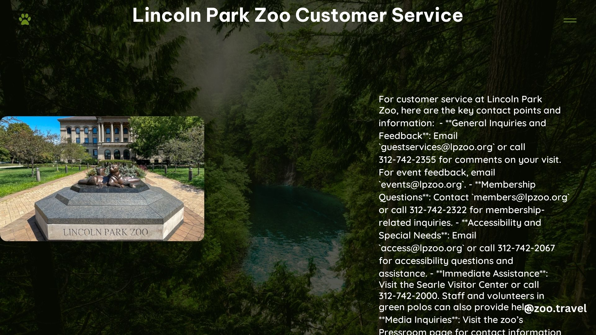 lincoln park zoo customer service