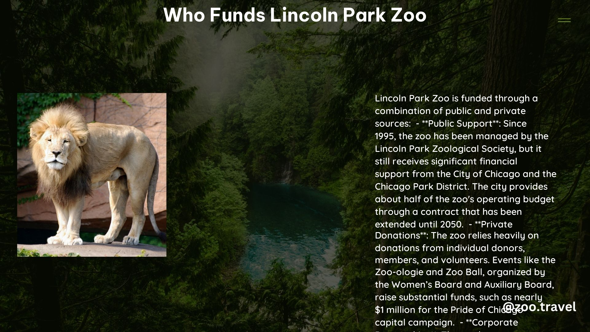 who funds lincoln park zoo